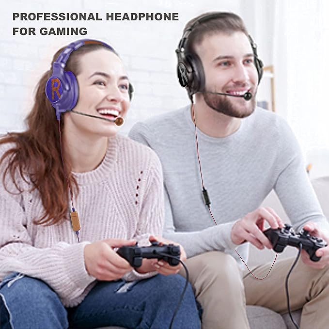 Prosonic DJ2XG Headsets with Boom Mic, Wired Over Ear Headphones for Business Meeting, Skype Zoom, PC Gaming,PS4, Xbox One, Discord, Podcast, Headset with SharePort & Volume Control (Blue)