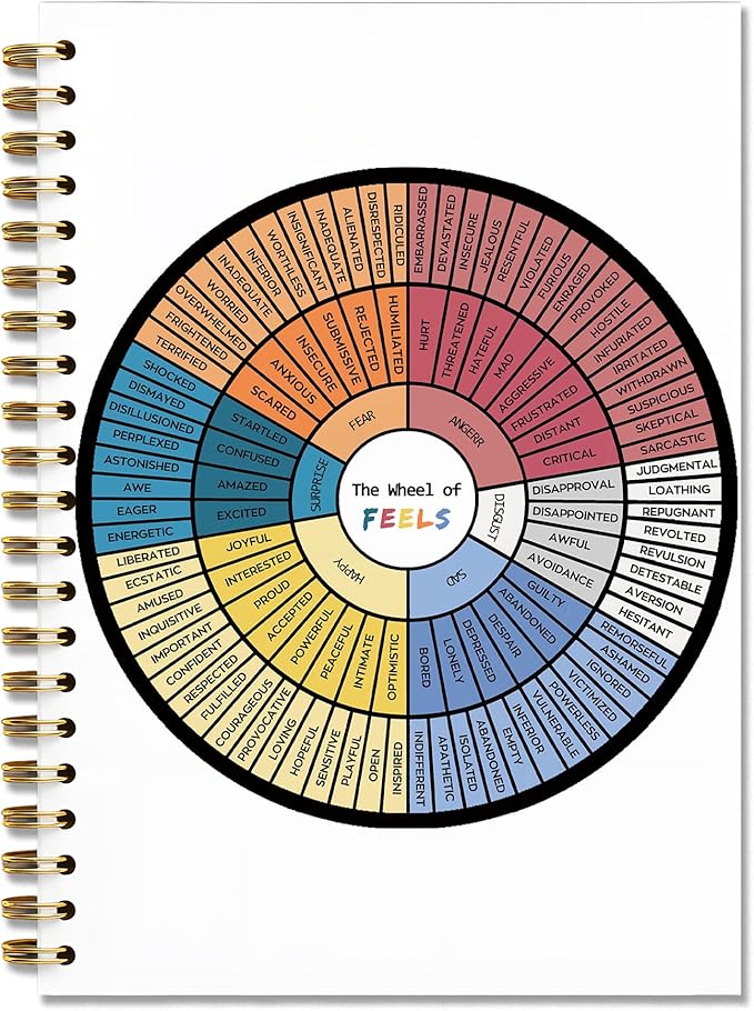 Mental Health Gifts Wheel Of Feels Spiral Notebook Journal, Psychologist Therapist Gifts Notebook For Counselor Student Therapy Office School, 5.5 x 8.3 Inches