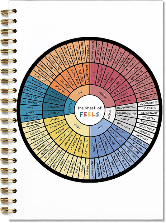 Mental Health Gifts Wheel Of Feels Spiral Notebook Journal, Psychologist Therapist Gifts Notebook For Counselor Student Therapy Office School, 5.5 x 8.3 Inches
