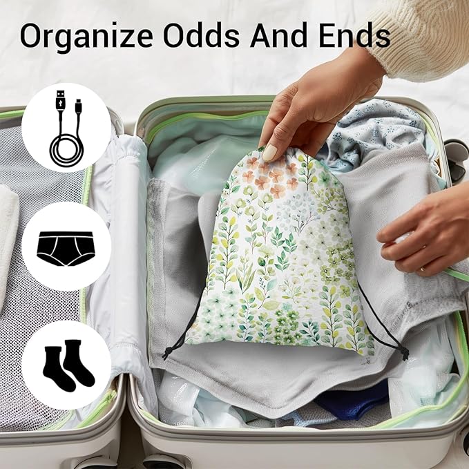 Green Leaves Gymnastics Grip Bag Waterproof Gymnastics Pouch String Bag for Gym Sports Storage