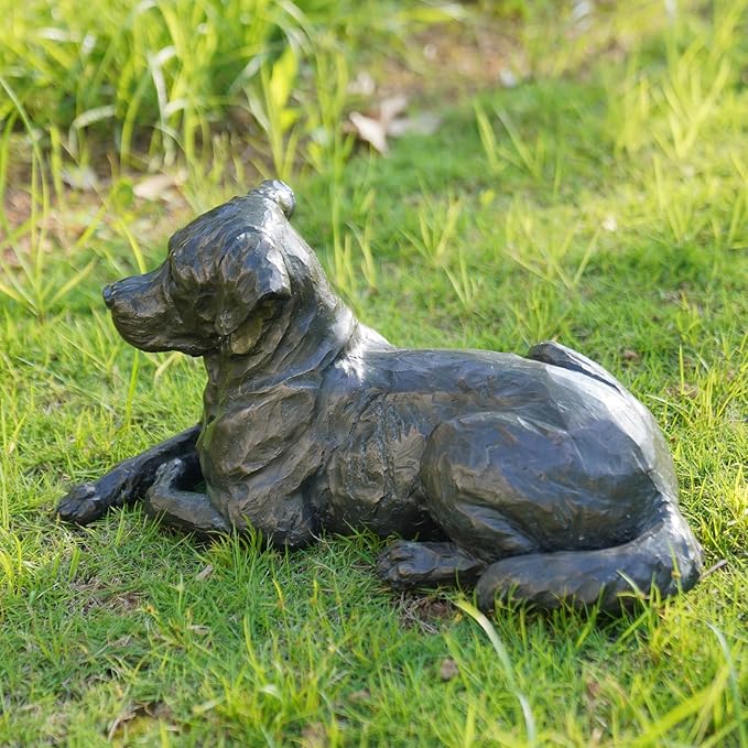 Large Labrador Dog Statues Outdoor – 16.75inch Black Resin Labrador Memorial Statue 4.1lb Décor Sculpture Large lab Outdoor Figurines for Dog Lovers 16.75L*9.75W*9.5H