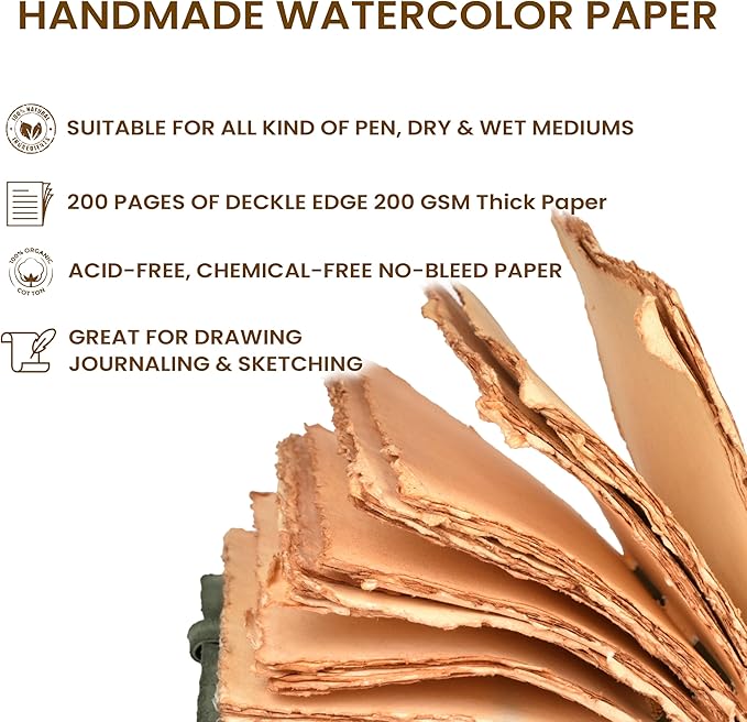 LEATHER VILLAGE Vintage Leather Journal with Psalm 46:10 Bible Verse–10''x7'' Embossed Prayer Study Journal for Women & Men – 200 Pages Handmade Cotton Deckle Edge Watercolor Paper - Turquoise