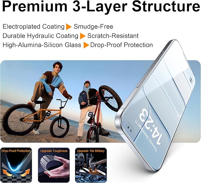 OneFish Screen Protector Privacy Glass for iPhone Air [6.5 Inch] Airbag Edge Protection,Anti Spy Private Tempered Film with Installation Frame, 9H Glass Scratch Resistant, Easy Installation, 2 Pack