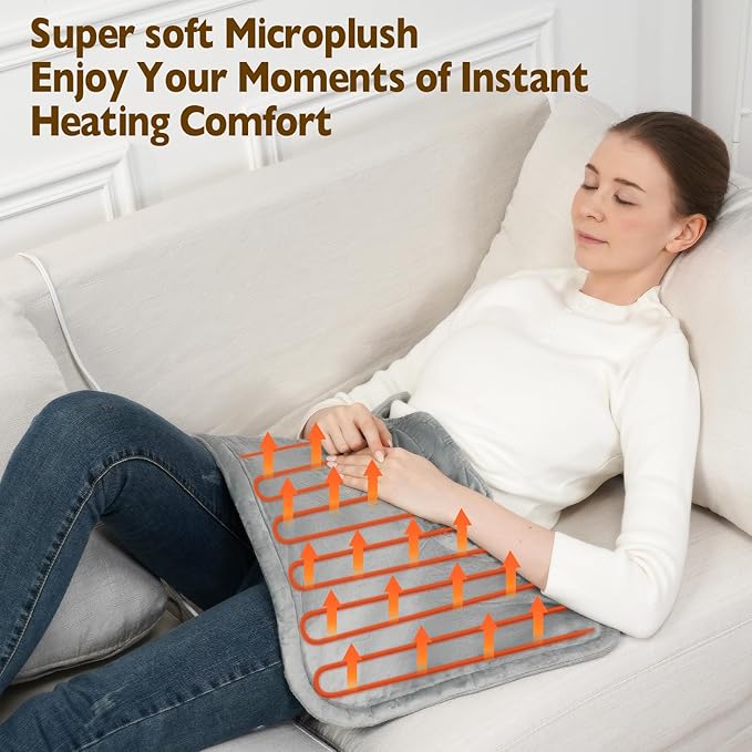 Electric Heating Pad for Neck and Shoulder with 6 Heating & 4 Timer Settings,Fast Heating Large Size Heated Wrap with Auto Shut Off & Machine Washable (Silver Gray, SN-S 22.8x16.5 inch)