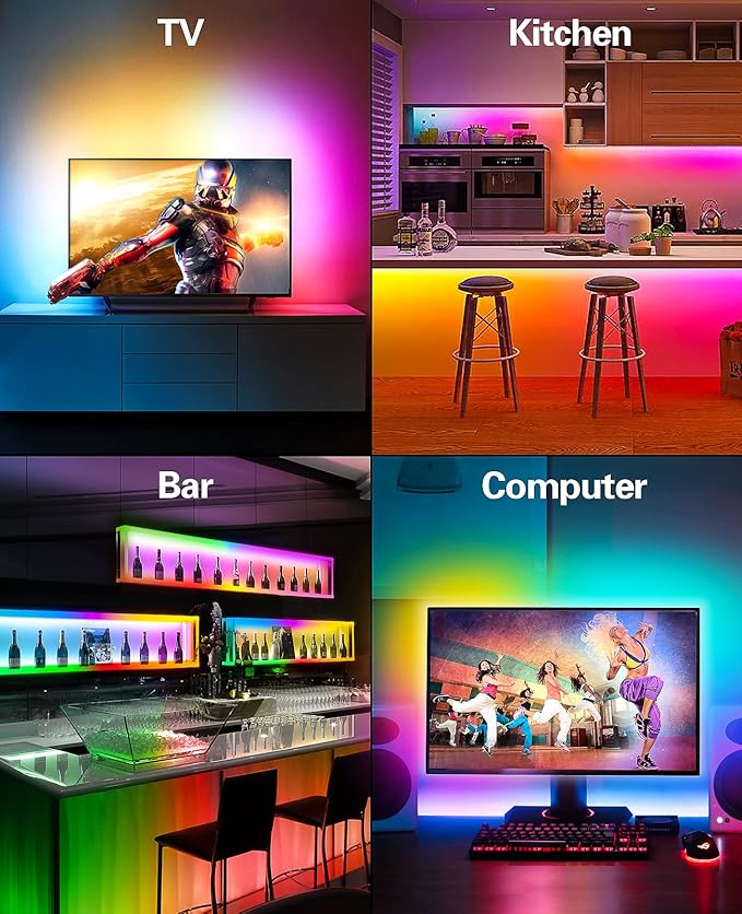 Daymeet TV Led Backlight, 16.4ft ICRGB LED Lights for TV Smart Led Lighting for 65-85inch Monitor, USB Led Lights Behind Backlight Sync with Music, Bluetooth APP Control with Remote