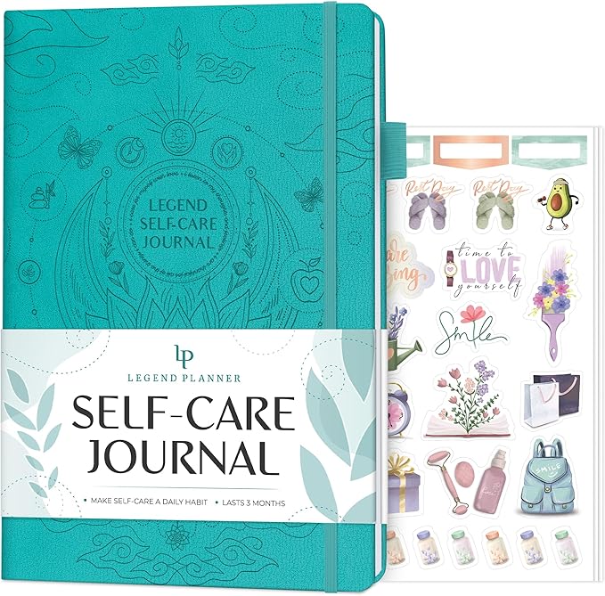 Legend Self-Care Journal – Guided Daily Reflection Journal to Support Mental & Physical Health – Daily Mood, Meditation & Personal Development Notebook – 7.1x10.5”, Lasts 3 Months (Turquoise)