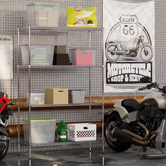 18" Deep x 48" Wide x 74" Height Wire Shelving Kit | 4-Tier | NSF Commercial Storage Rack Unit