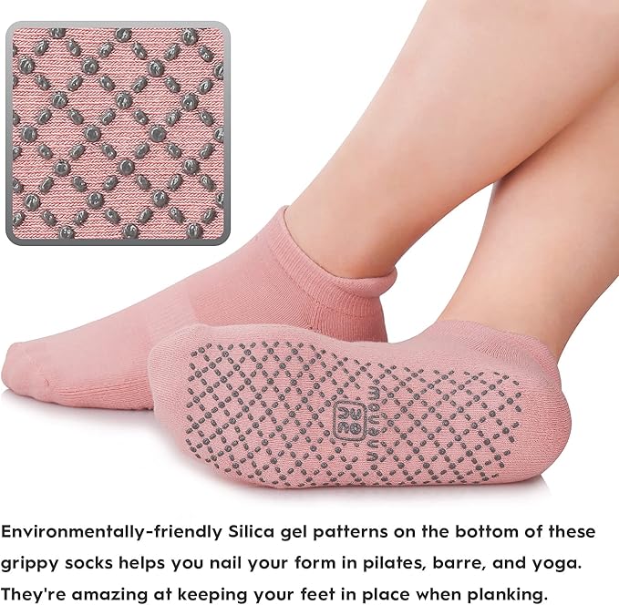 unenow Unisex Non Slip Grip Socks with Cushion for Yoga Pilates Barre Home & Hospital