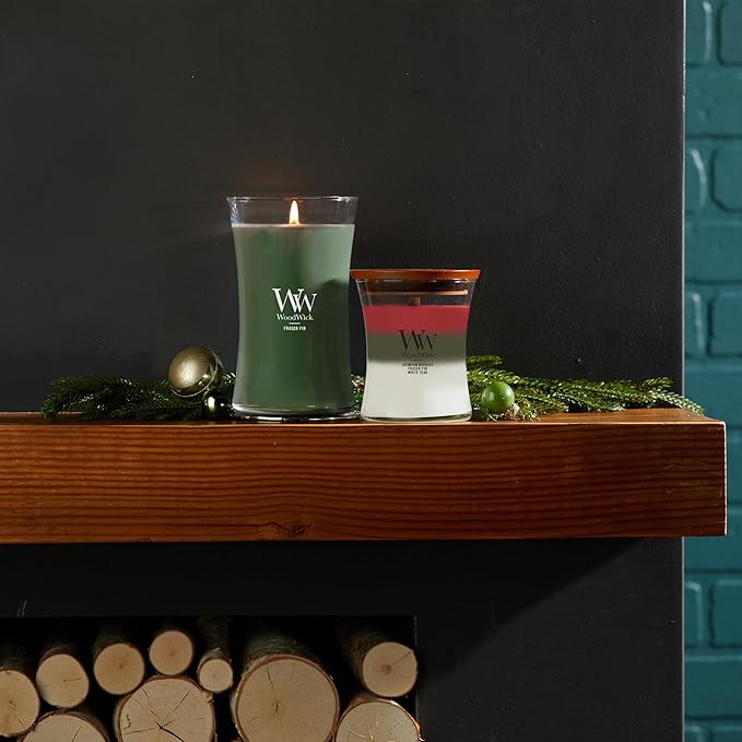 WoodWick Large Hourglass Candle Fraser Fir - Premium Soy Blend Wax Pluswick Innovation Wood Wick Made in USA