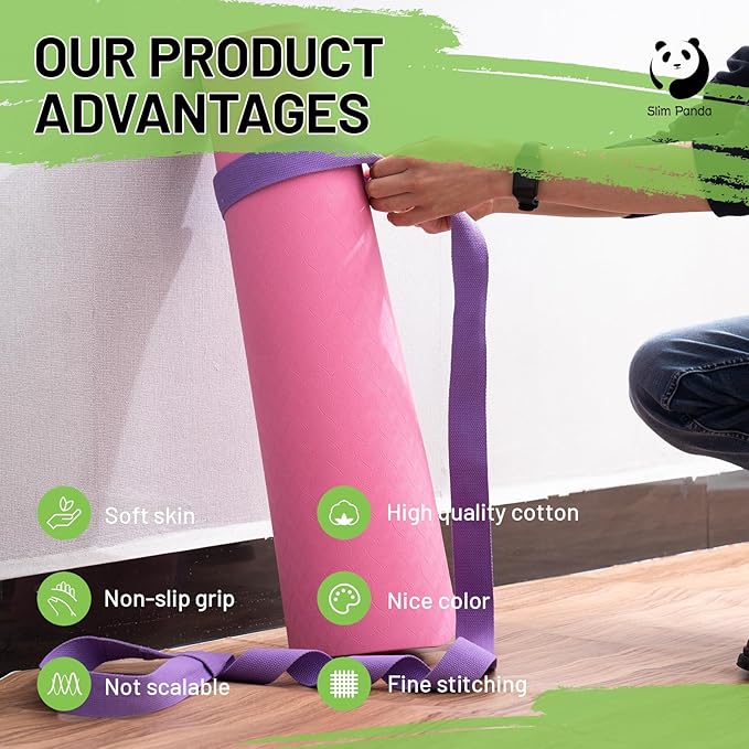 Slim Panda Yoga Mat Straps for Carrying, Adjustable Yoga Mat Carrier, Yoga Mat Sling(Yoga Mat Not Included)