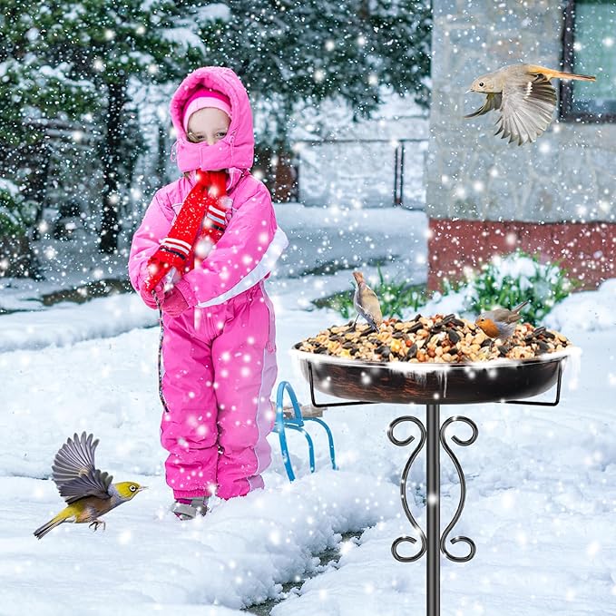 Metal Bird Bath for Outside, 40In Tall Vintage Freestanding Birdbaths & Birdfeeder, Outdoor Bird Bath Bowl with Sturdy 5-Pronged Base for Garden Patio Yard Lawn Decor (Vintage Bronze)