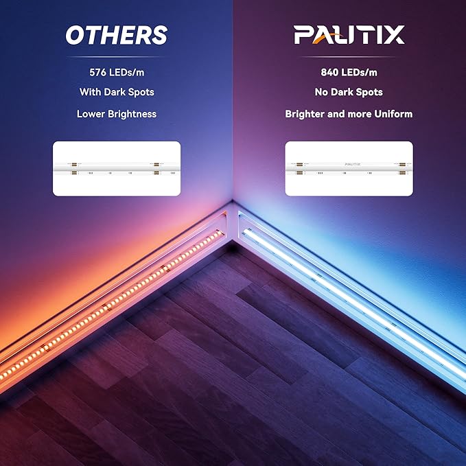 PAUTIX RGB COB LED Strip Light,UL Listed 24V Color Changing LED Strip Lights,Multicolor Flexible Tape Light for Cabinet,Room,Bedroom,Party DIY Lighting Projects(Power Supply & Controller Not Included)