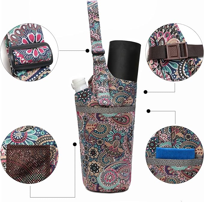 IwIeIaIrI Yoga Mat Bag with Large Size Pocket and Zipper Pocket，Yoga Bag Adjustable Shoulder Strap- Holds More Yoga Accessories