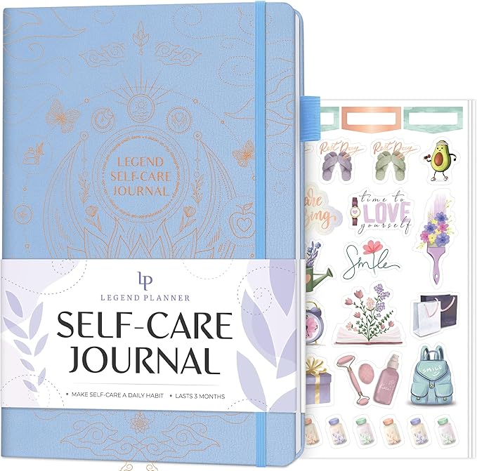 Legend Self-Care Journal – Guided Daily Reflection Journal to Support Mental & Physical Health – Daily Mood, Meditation & Personal Development Notebook – 7.1x10.5”, Lasts 3 Months (Periwinkle Gold)