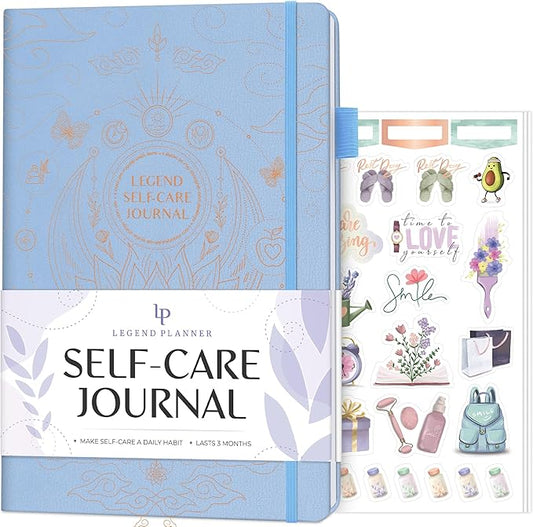 Legend Self-Care Journal – Guided Daily Reflection Journal to Support Mental & Physical Health – Daily Mood, Meditation & Personal Development Notebook – 7.1x10.5”, Lasts 3 Months (Periwinkle Gold)