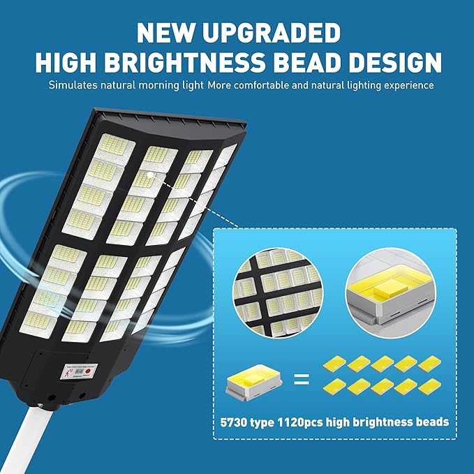 8000W Solar Street Lights Outdoor - Wide Angle Solar Lights Outdoor Motion Sensor,Solar Parking Lot Lights Dusk to Dawn,7000K LED Street Lights Solar Powered for Commercial,Yard(2 Pack)