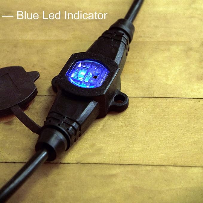 25FT 14 Gauge Outdoor Power Extension Cord,Four Outlet Cable.Multiple Evenly-Spaced Plug Ideal for Landscaping Light,Stage Backline,Holiday Decoration and Christmas,ETL Listed Cord Splitter