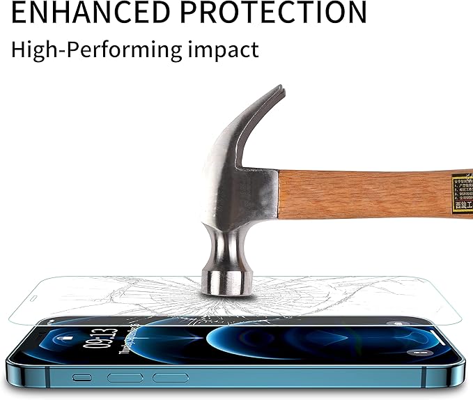 ImpactStrong Shatterproof Tempered Glass Screen Protector for iPhone 12 / iPhone 12 Pro [Easy Installation Frame] [Bubble Free] [9H Hardness] [Full Coverage] Case Friendly, 6.1 Inch - (3-Pack)