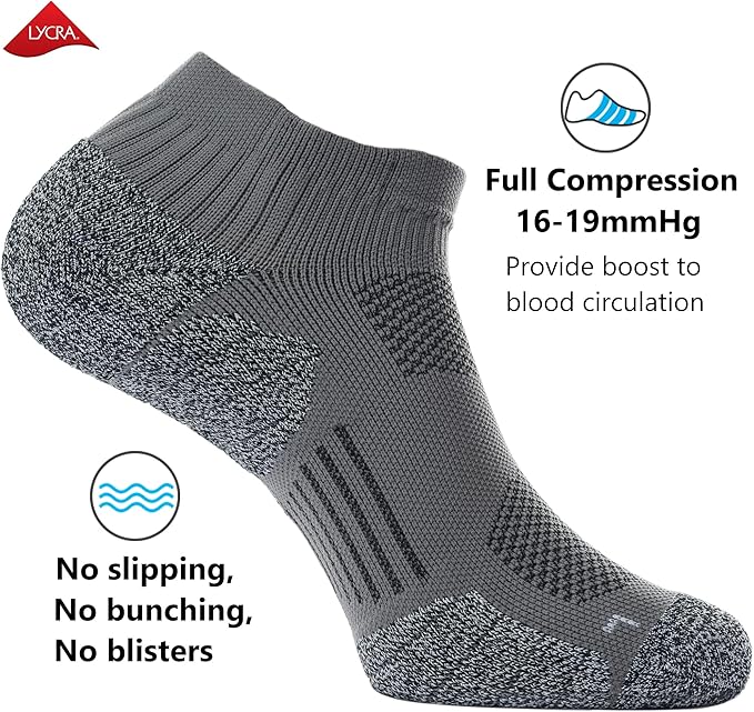 CWVLC Unisex Cushioned Compression Athletic Ankle Socks Multipack