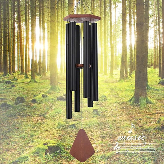 Wind Chimes for Outside Large Deep Tone, 44 Inch Black Memorial Windchimes, Outdoor Wind Chimes Gifts for Housewarming, Mother's Day, Christmas, Patio Garden Yard Decoration