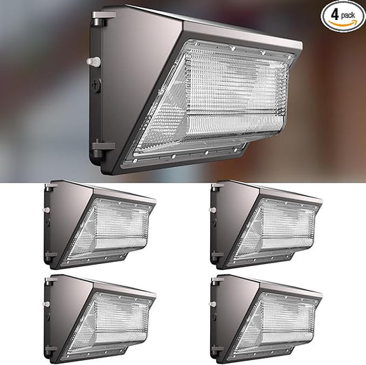 Lightdot 4Pack 250W LED Wall Pack Lights, 100-277v Dusk to Dawn with Photocell | 37500Lm(150Lm/W) 5000K IP65 Outdoor Exterior Lighting Fixture, Energy Saving|5-Yrs Warranty, ETL(Height:20-40ft)