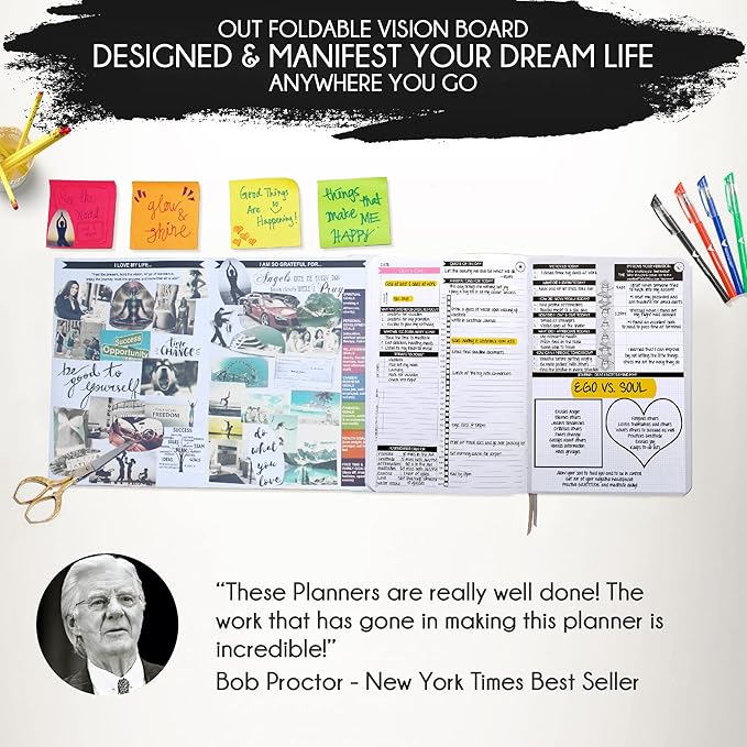 Gratitude Journal for Women & Men - 5 Minute Self Care Journal | 90-Day Undated Daily Planner for Positivity, Affirmations & Manifestation | Guided Mindfulness, Reflection | Vision Board + Stickers