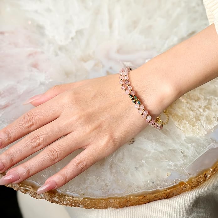 Crystal Beaded Bracelets, Chakra 4mm Natural Stone Beads Bracelets, Gemstone Spiritual Jewelry Gifts for Women