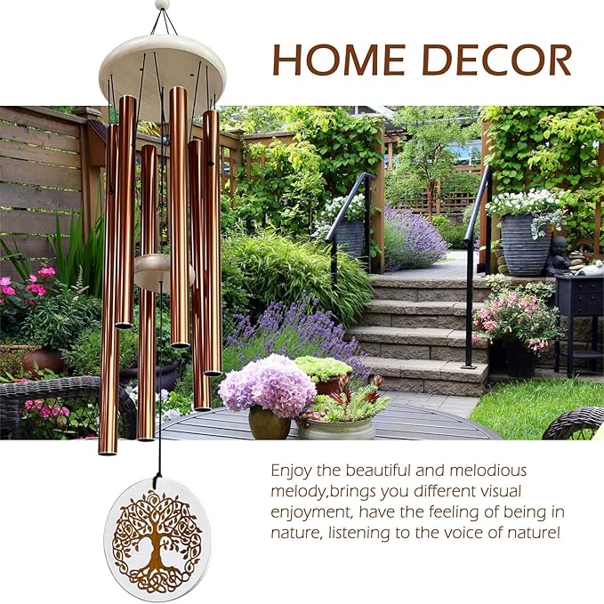 Wind Chimes Tree of Life for Loss of Loved One,33" Memorial Windchimes for Clearance,Sympathy Gift,Housewarming Gift,Listen to The Wind Chimes for Garden,Patio Decoration(Copper)