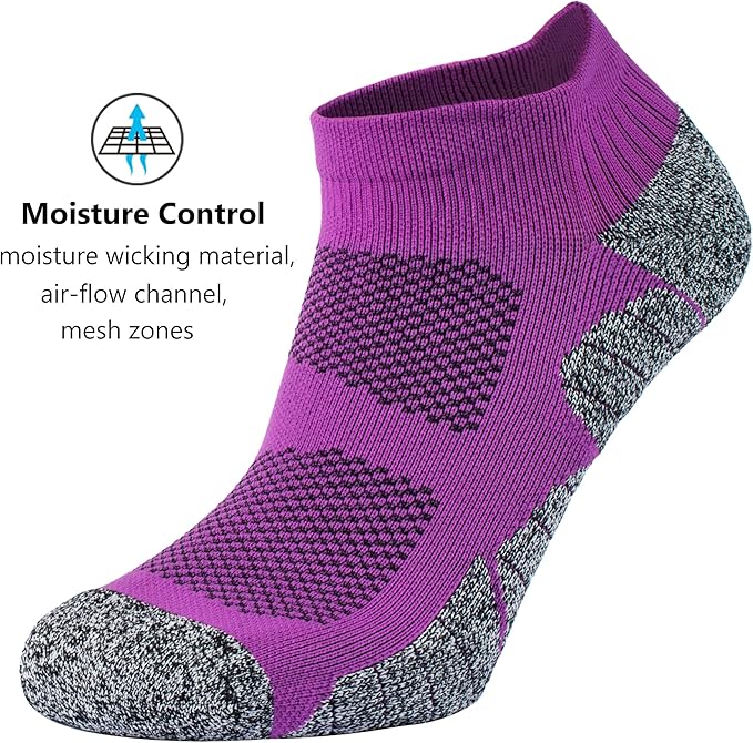 CWVLC Unisex Cushioned Compression Athletic Ankle Socks Multipack