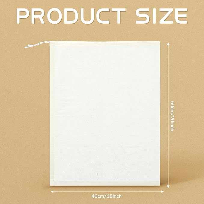 Tatuo 50 Pcs 18 x 20 Inches Cotton Bags with Drawstring Large Reusable Produce Bags Linen Empty Storage Pouches Canvas Fabric Sachet for Cloth Bread Food Storage