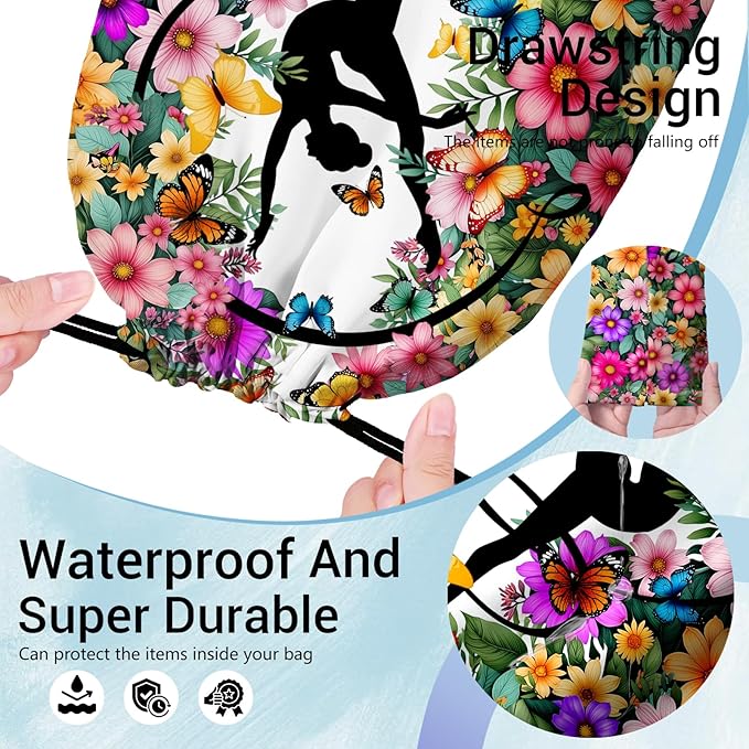 Gym Silhouette Art Grip Bag for Gymnasts Outdoor Sports Small Gymnastic Drawstring Bag