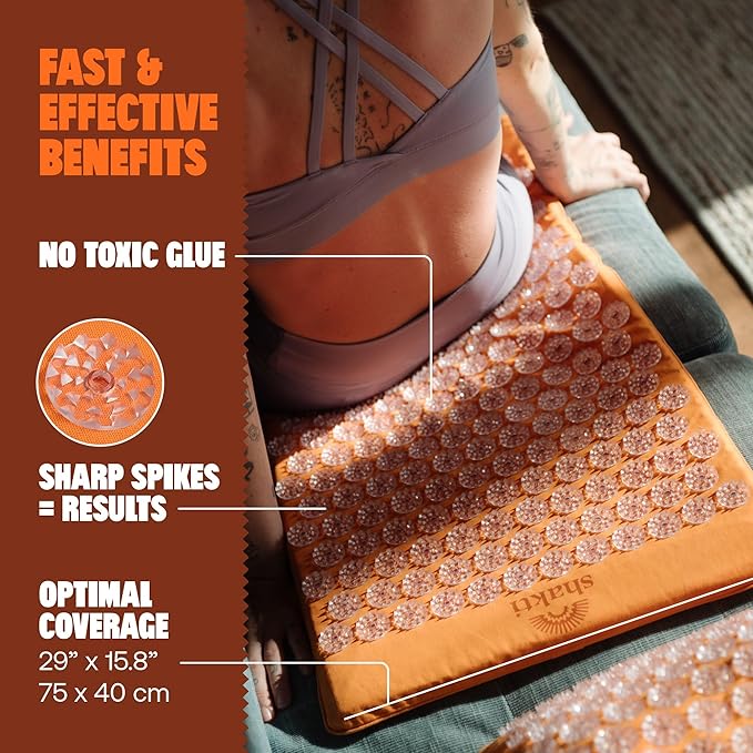ShaktiMat Premium Acupressure Mat, Level 1 in Amber, Massage Muscles, Aid Sleep & Unlock Inner Tension | Similar to Acupuncture, No Needles Required | FSA/HSA Eligible