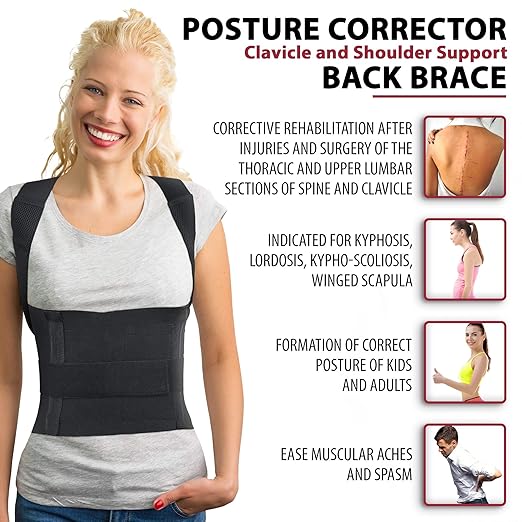 ORTONYX Comfort Back Brace Posture Corrector for Men and Woman, Shoulder Clavicle Thoracic Support/M