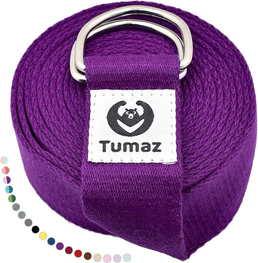 Tumaz Yoga Strap/Stretch Bands [15+ Colors, 6/8/10 Feet Options] with Extra Safe Adjustable D-Ring Buckle, Durable and Comfy Delicate Texture - Best for Daily Stretching, Physical Therapy, Fitness