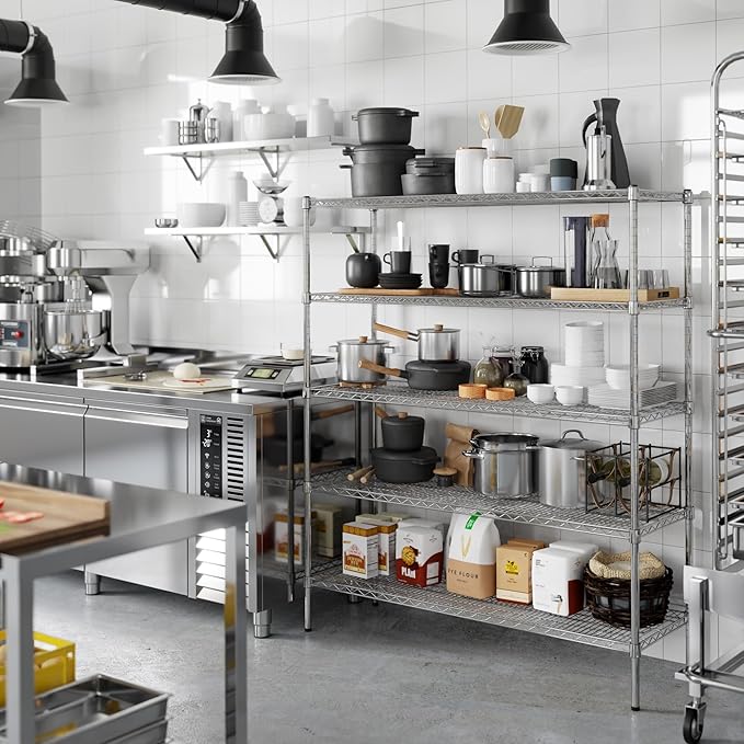 18" Deep x 54" Wide x 64" Height Wire Shelving Kit | 5-Tier | NSF Commercial Storage Rack Unit