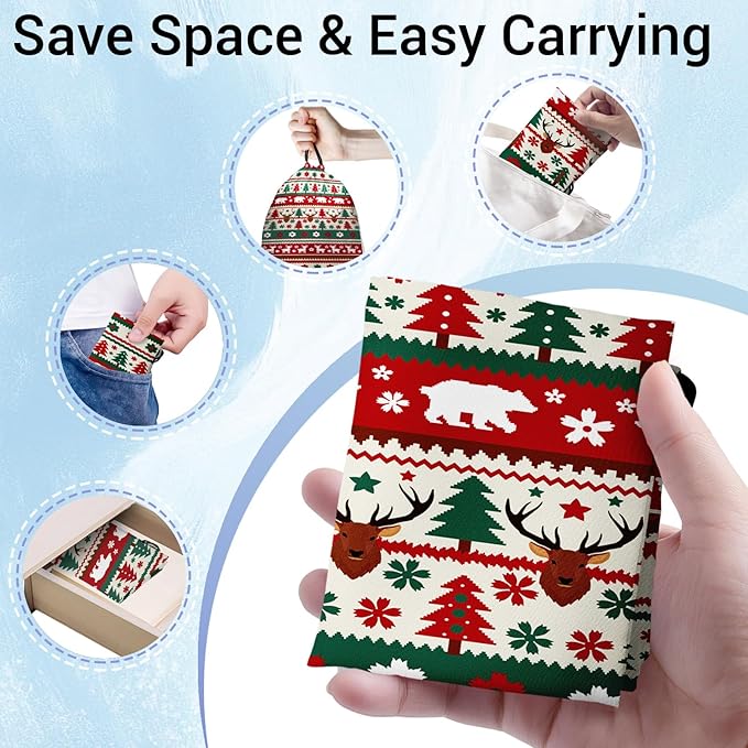 Holiday Deer Gymnastics Grip Bag Pine Tree Decor Adjustable Storage Pouch Bag for Holding