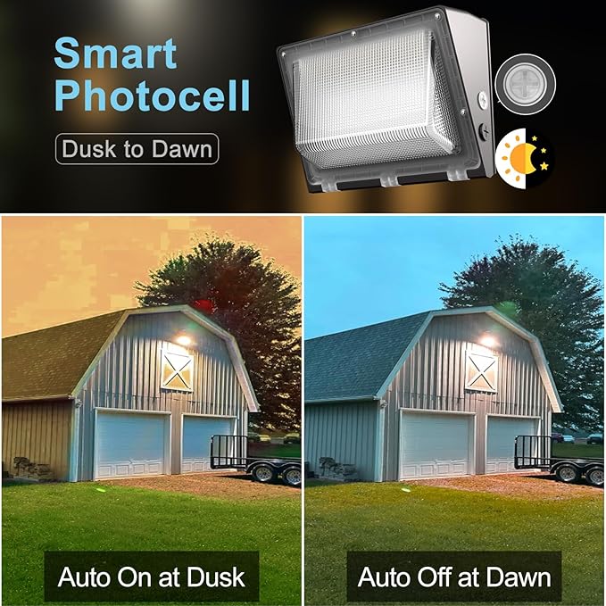 Lightdot 6Pack 250W LED Wall Pack Lights, 100-277v Dusk to Dawn with Photocell | 37500Lm(150Lm/W) 5000K IP65 Outdoor Exterior Lighting Fixture, Energy Saving|5-Yrs Warranty, ETL(Height:20-40ft)