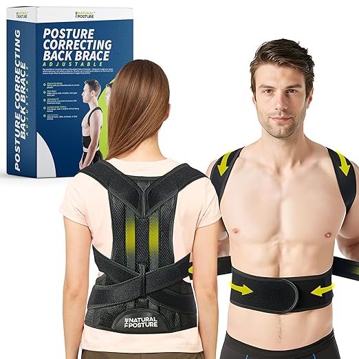 The Natural Posture Posture Corrector for Men and Women - Lumbar Back Brace and Shoulder Straightener - Helps Provide Lower Back Support and Relief - Adjustable, Comfortable and Easy to Wear