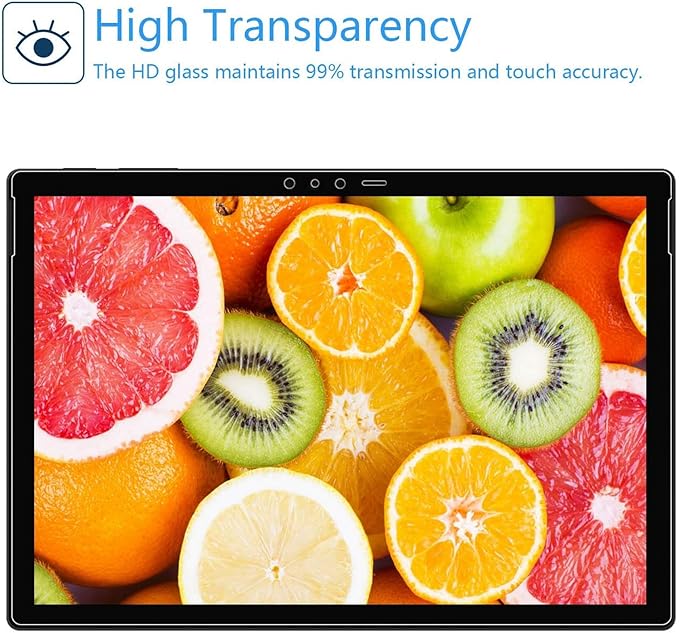 Adeway [2 Pack Tempered Glass Screen Protector for Microsoft Surface Pro 6-5-4, HD Clear, Precisely cut, Scratch Resistant, High Responsivity, 12.3 inch, No Bubble Easy Installation