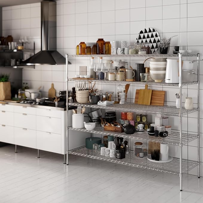 24" Deep x 72" Wide x 64" Height Wire Shelving Kit | 5-Tier | NSF Commercial Storage Rack Unit