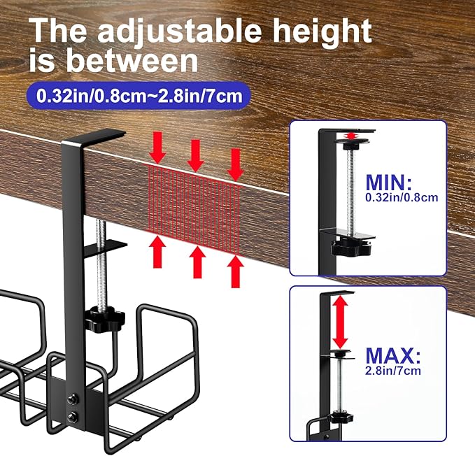 OneLeaf Cable Management Tray, No Drill Wire Management Rack, Office Wire Organizers for Cords, Computer Desk Accessories, Under Desk Organizer with Cable Organization