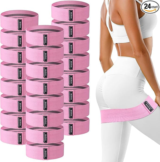 24 Pcs Fabric Resistance Bands for Working Out Strength Exercise Bands for Women Men Resistance Loop for Legs and Butt, Yoga, Pilates, Rehab, Fitness and Home