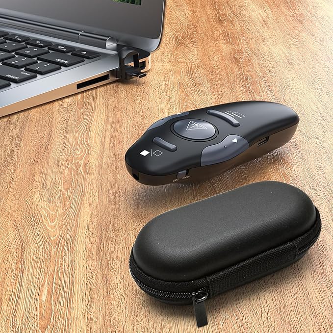 Presentation Clicker with Storage Case, USB C Rechargeable Wireless Presenter Remote Powerpoint Clicker with Protective Case