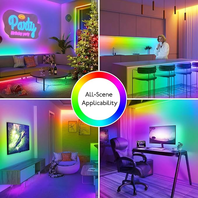 16.4FT 5M Addressable Neon Rope Light, WS2811 RGB LED Chasing Digital Strip Lights MagicRGB Waterproof Silicone Rope Music Sync DIY Design APP Control Dream Color for Gaming Room Wall Decor