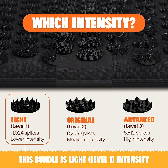 ShaktiMat Premium Acupressure Mat & All-Over Pillow Set, Level 1 Intensity in Black, Thousands of Signature Spikes That Massage Muscles, Aid Sleep & Unlock Inner Tension | Similar to Acupuncture