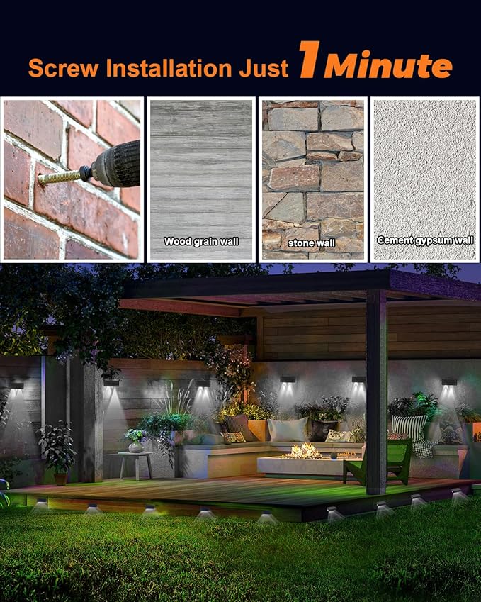 Solar Fence Lights Outdoor Waterproof LED Spot Lens for Step, Wall, Deck, Patio, Yard, Rail, Garage, Pool, Stair, Walkway, Garden Landscaping Enhanced Security Easy Install Cool White 16 Pack