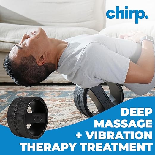 Chirp Wellness Duo: Upper Back Posture Corrector & Vibrating Foam Roller for Pain Relief, Spinal Alignment, and Deep Tissue Therapy - Black