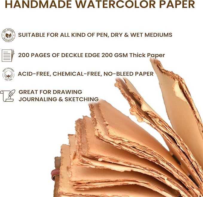 LEATHER VILLAGE Vintage Leather Journal with Psalm 46:10 Bible Verse–13''x8'' Embossed Prayer Study Journal for Women & Men – 200 Pages Handmade Cotton Deckle Edge Watercolor Paper - Cappuccino Brown