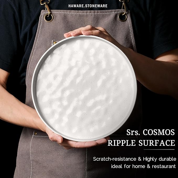 HaWare Dinnerware Sets, 6-Piece Plates and Bowls Set, Stoneware Dish Set for 2, Ceramic Dinnerware for Home Restaurant, Chip and Scratch Resistant, Microwave and Dishwasher Safe, Speckled White