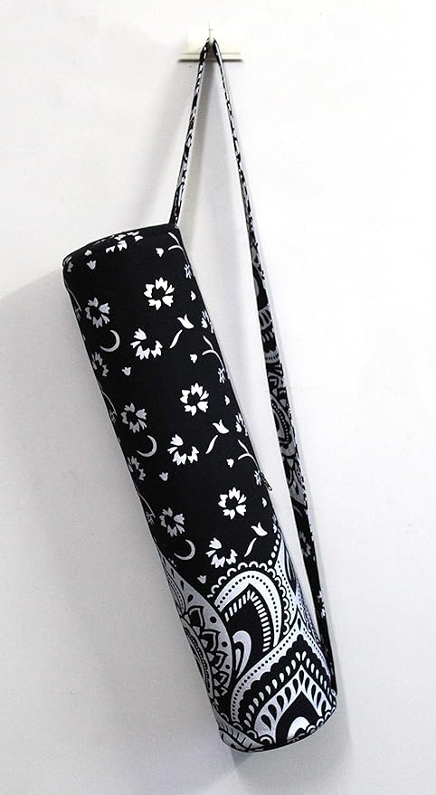 ICC Black Gold Mandala Full-Zip Exercise Yoga Mat Carry Bag Gym Beach Pilates Carrier Bags Hippie Mandala Indian Cotton Bag